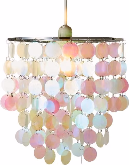 Litecraft Glow Iridescent Easy-Fit Cylinder Lampshade in Silver and Multicolour