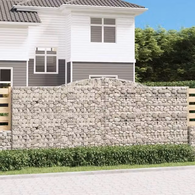 Berkfield Home Arched Gabion Baskets, 3 Piece Set, Silver Galvanised Steel, W: 400 cm, D: 50 cm, H: 160-180 cm – 1