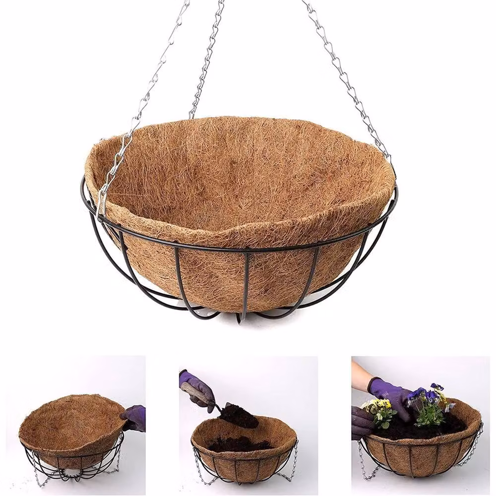 FLAVORA 4 Pack Natural Brown Coco Fiber Planter Liners, 30.48 cm – 3