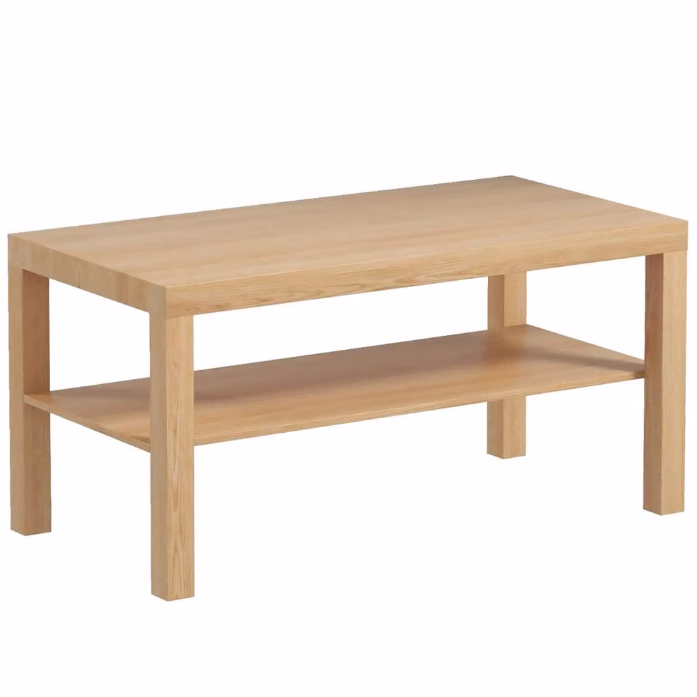 Wyld Haus Rectangular Coffee Table in Brown and Beige with Bottom Shelf, Width: 90 cm – 2