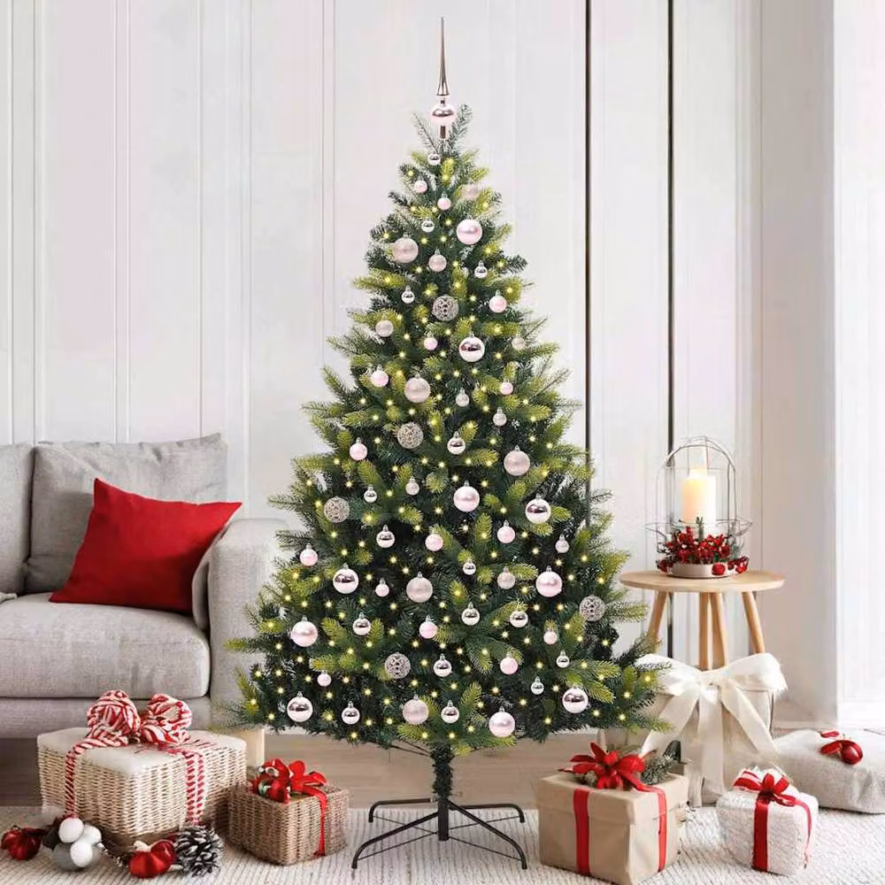 Berkfield Home Realistic Artificial Hinged Christmas Tree with 300 LEDs, Green, Height: 180 cm – 2