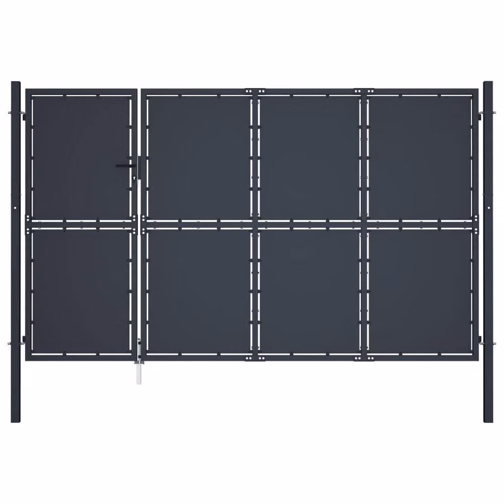 Berkfield Home Steel Swing Garden Gate in Anthracite Grey, W: 350 cm, H: 175 cm – 2