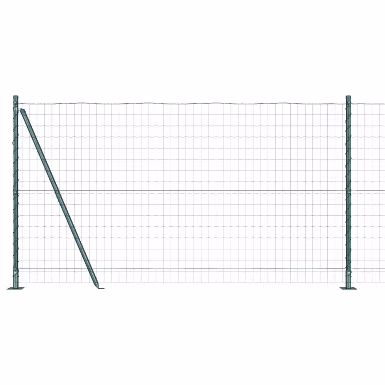 Berkfield Home Euro Fence with 7 Flanged Posts, Galvanised Steel, Silver, H: 120 cm, W: 10 m