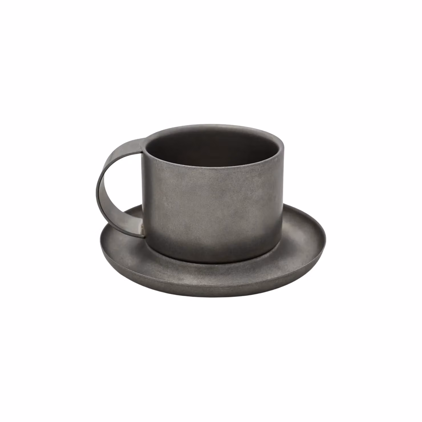 Service Projects Arlo Stainless Steel Cup and Saucer Set, Grey