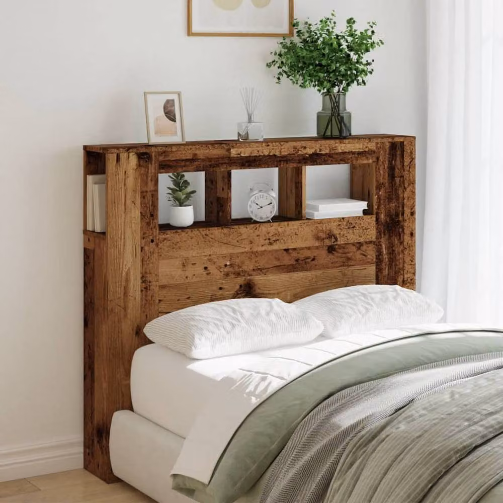 Berkfield Home LED Headboard in Old Wood Brown, W/D/H: 120 x 18.5 x 103.5 cm – 3