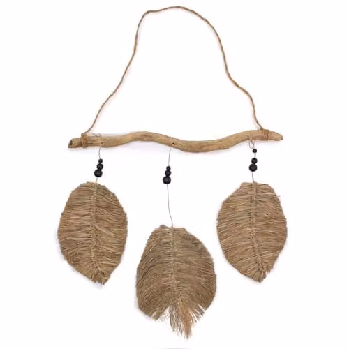 KDMD Raffa Leaves Three Piece Botanical Wall Art in Brown, 46 x 53 cm