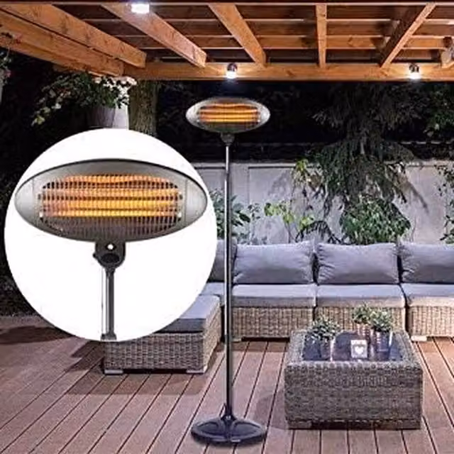 Downton 2kW Free Standing Patio Heater, Black