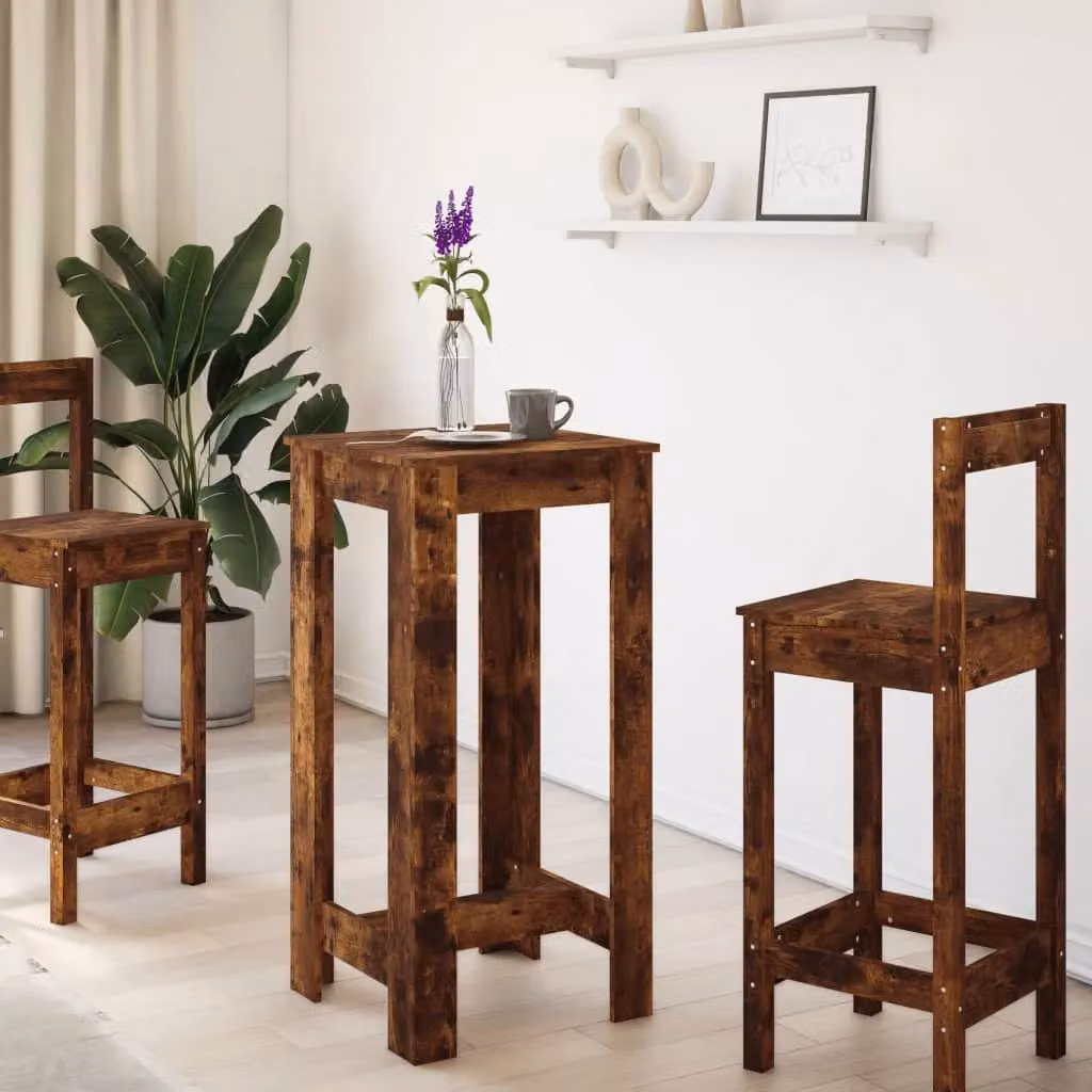 Berkfield Home Bar Table in Smoked Oak Brown, W/D/H: 51 x 50 x 103.5 cm – 3