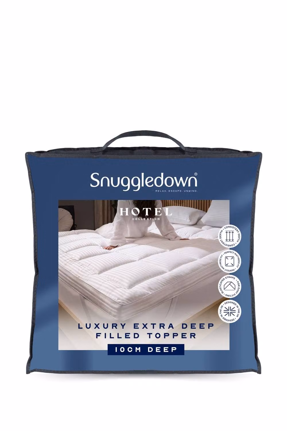 Snuggledown White Hotel Mattress Topper, 10 cm Depth, Double 140 x 200 cm – 2