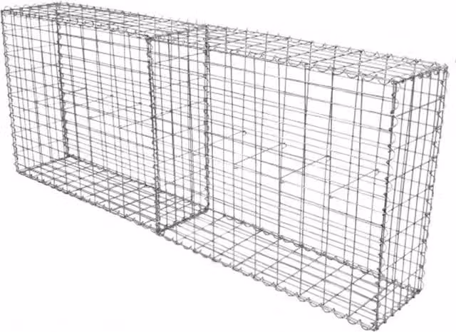 Monstershop Silver Galvanised Steel Wire Mesh Gabion Baskets, 2 Pack, W: 100 cm, D: 80 cm, H: 30 cm – 1