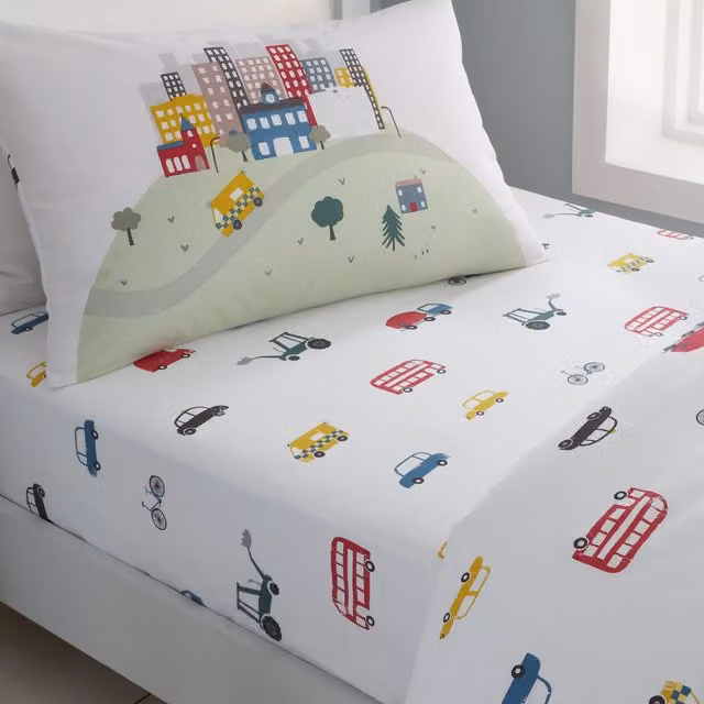 Bianca Transport Cotton Junior Flannelette Fitted Sheet White W/D/H: 70 x 140 x 15 cm