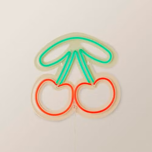ValueLights Neon Cherries Style Wall Light in Red, Green and White