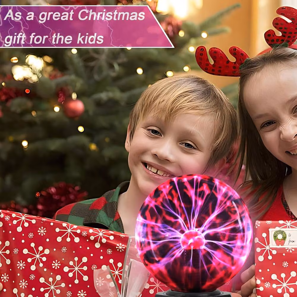Goeco Magic Plasma Ball Red Touch and Sound Sensitive Plasma Globe Lamp, Diameter: 15.24 cm – 6