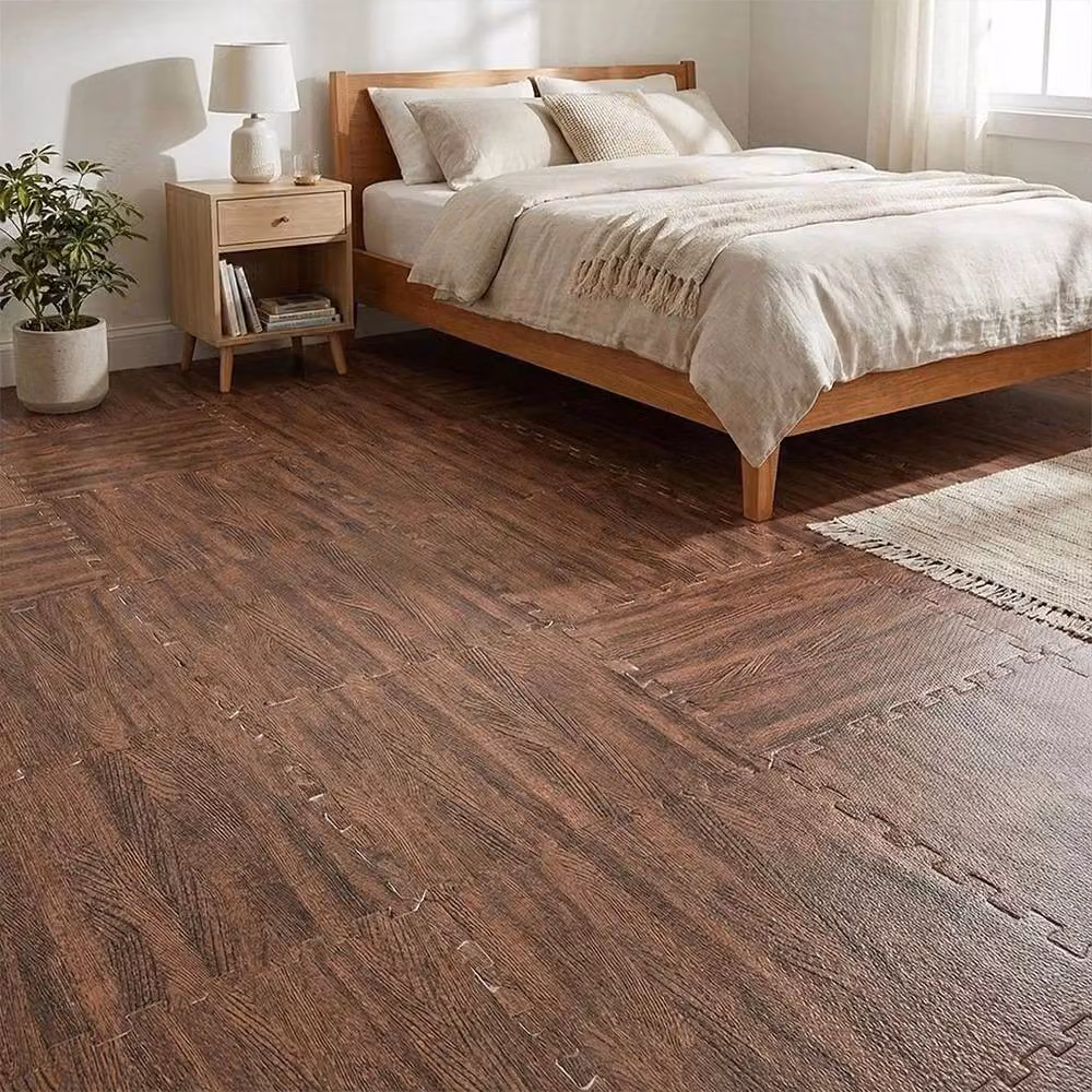 PAWNORA 20 Pack Dark Walnut Brown EVA Interlocking Floor Mat Tiles, W/D/H: 30 x 30 x 1 cm per tile – 3