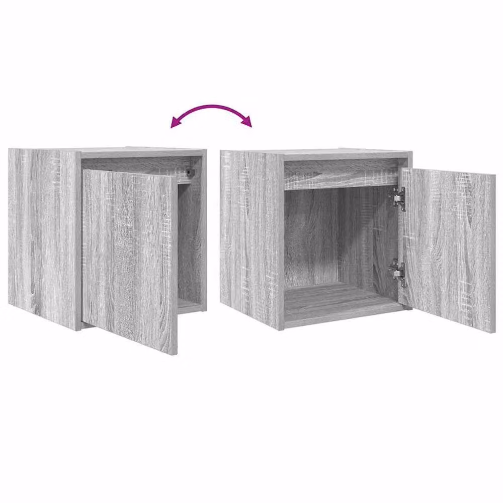 Berkfield Home Wall-Mounted Bedside Cabinet in Grey Sonoma, W/D/H: 38 x 34 x 40 cm – 2