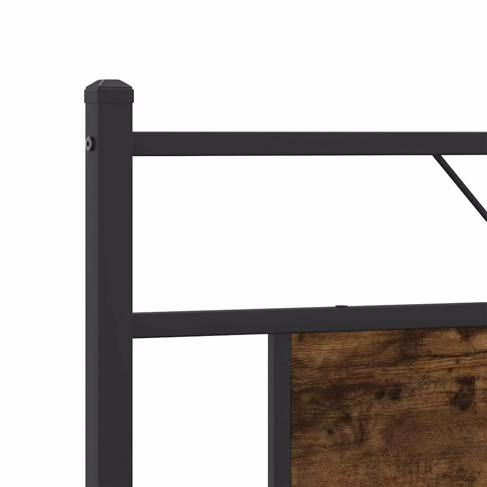 Berkfield Home Decorative Bed Frame in Smoked Oak and Brown, W/D/H: 160 x 200 cm – 4