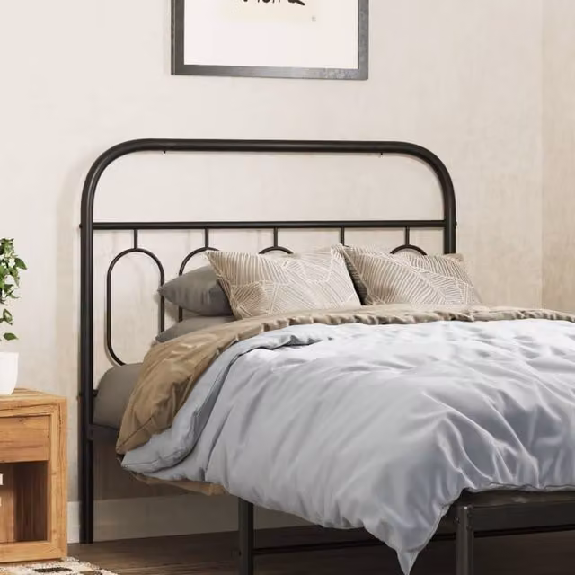 Berkfield Home Classic Metal Headboard in Black, Width: 107 cm