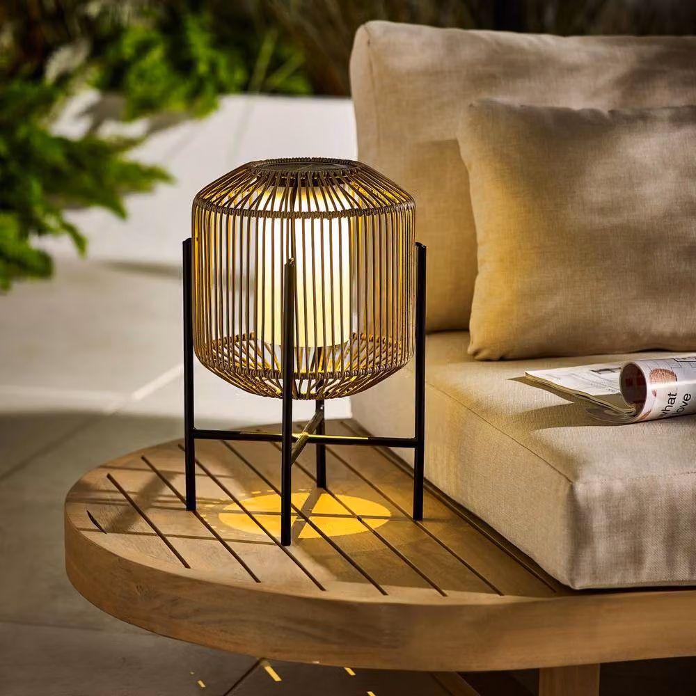 FurnitureboxUK Fiji Solar LED Rattan Outdoor Lantern in Brown – 3