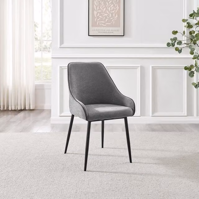 FurnitureboxUK Novara Round Dining Table with 4 Beaumont Chairs, Black and Grey