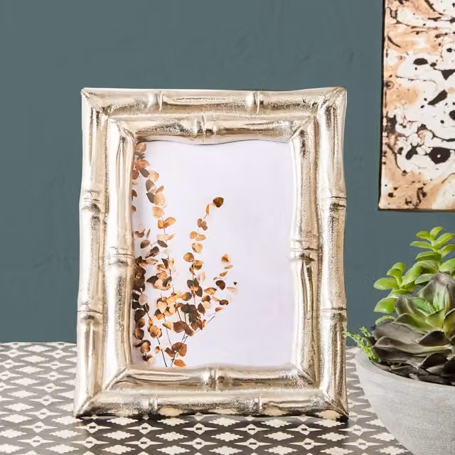 Orsina Hiba Silver Bamboo Effect Rectangular Single Photo Frame, Tabletop – 2