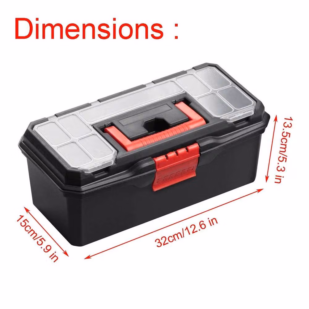 NESTLUNE Heavy Duty Plastic Tool Box Organiser in Black – 2
