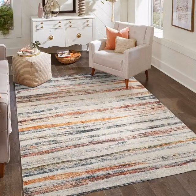 Aress Washable Modern Abstract Area Rug, Multi Coloured, W: 290 cm, D: 200 cm