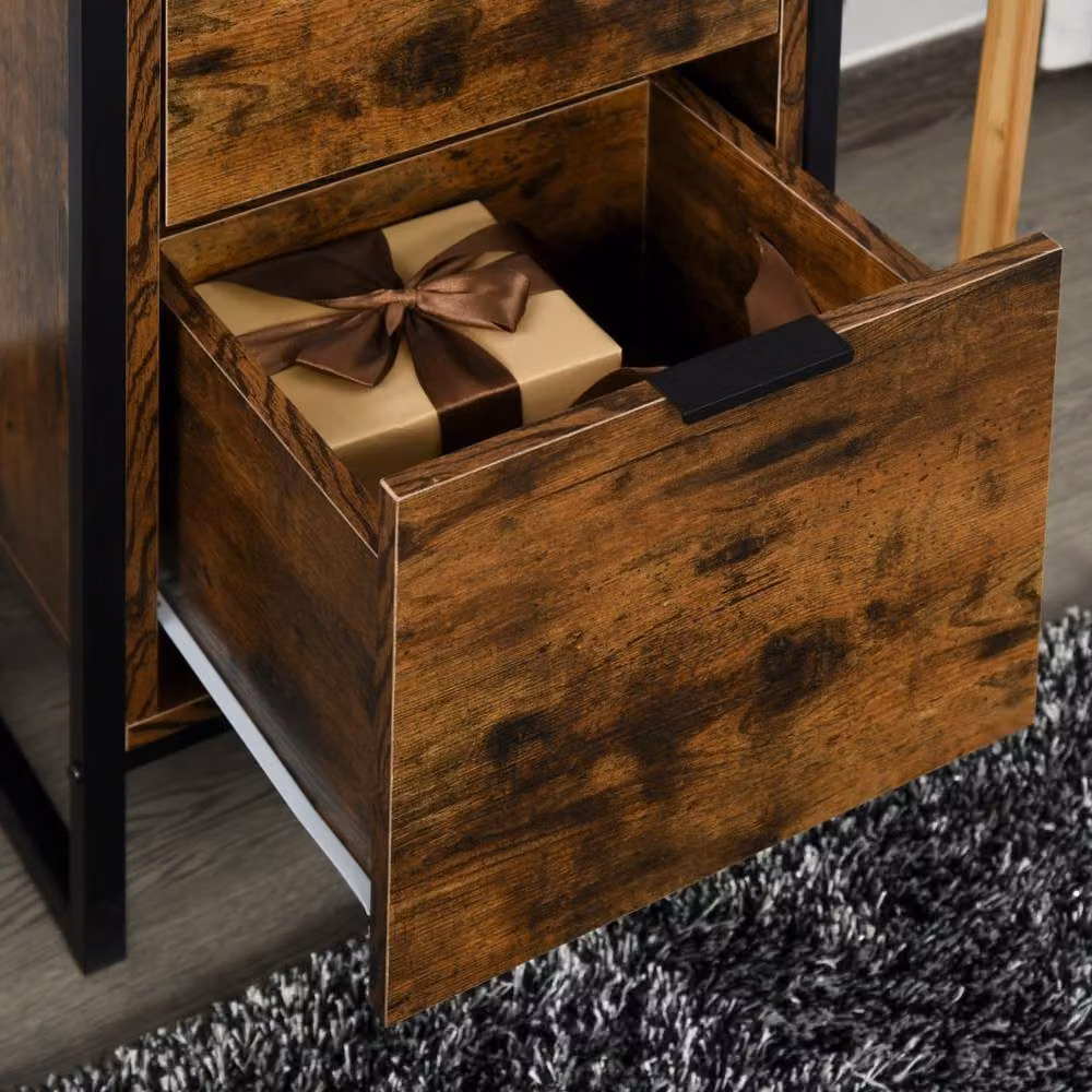 Wyld Haus Miri Industrial 3 Drawer Chest in Brown and Black – 6