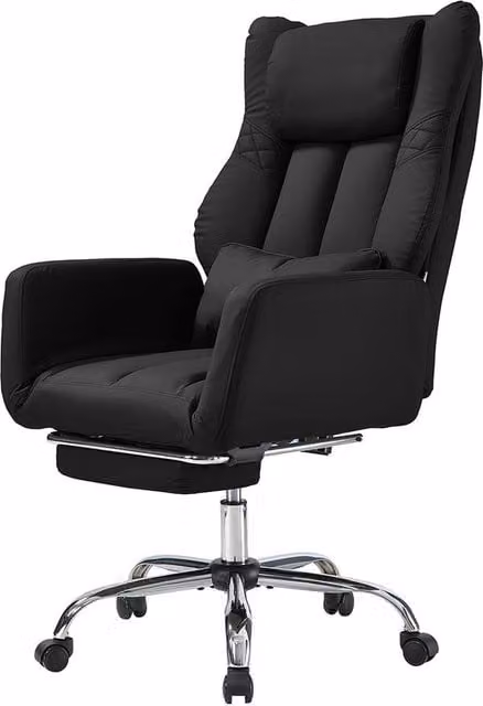 Garden Sanctuary Ergonomic Black Synthetic Leather Office Chair with Headrest and Foot Ring – 1