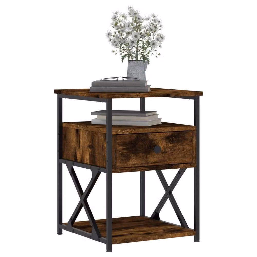 Berkfield Home Smoked Oak Bedside Cabinet in Brown, W/D/H: 40 x 42 x 55 cm – 3