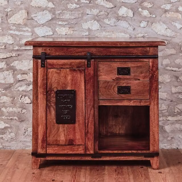 Elm Home And Garden Industrial Mango Wood Sideboard in Brown and Black