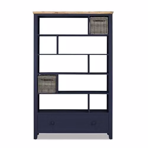 Florence Room Divider Shelving Storage Unit in Blue, H 190 x W 120 x D 35 cm