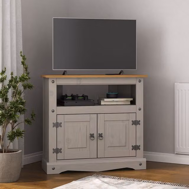 Mews Country House Grey Pine Corner TV Stand