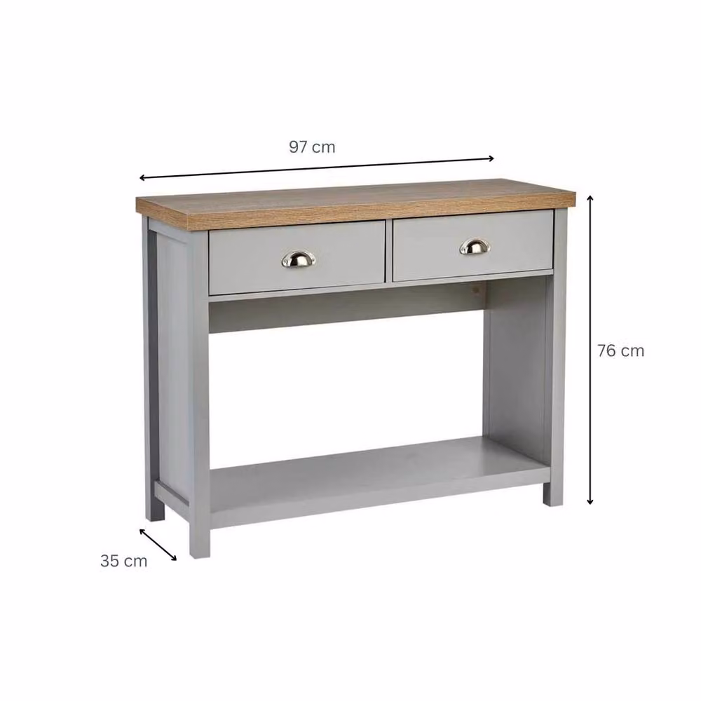 FORGEVIO Modern Grey Wood Console Table with 2 Drawers and Metal Handles – 2
