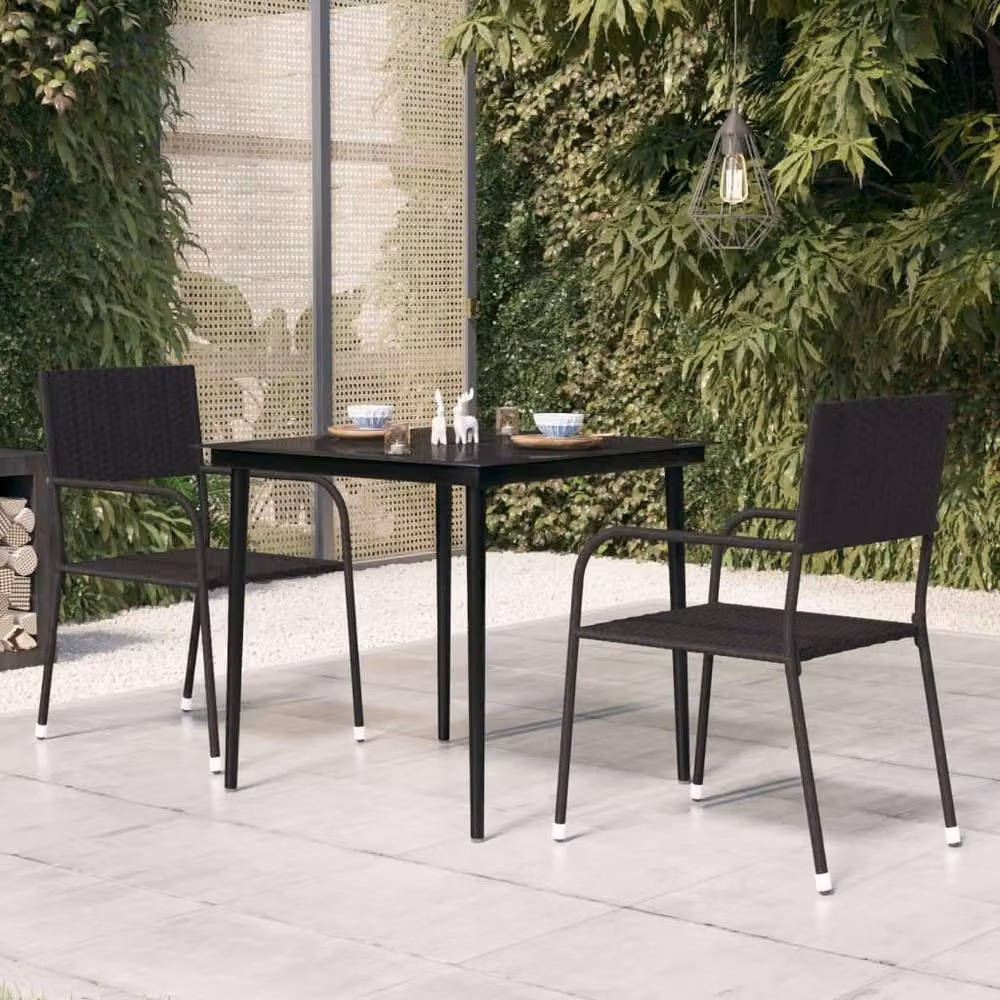 Berkfield Home Black Steel and Glass Garden Dining Table W/D/H: 80 x 80 x 74 cm – 2