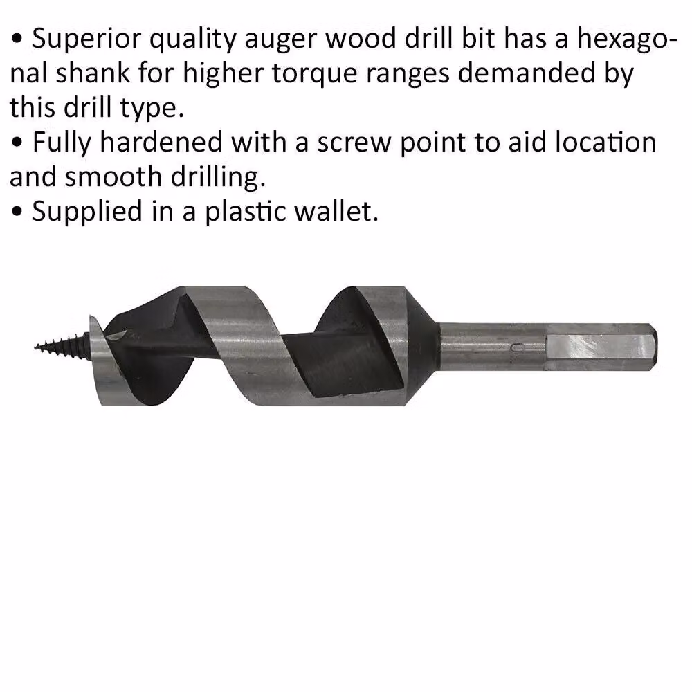 Loops Hardened Auger Wood Drill Bit with Hexagonal Shank, Silver – 2
