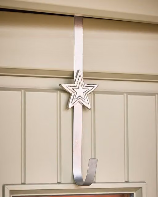 Dibor Silver Star Metal Over Door Christmas Wreath Hanger Hook – 1