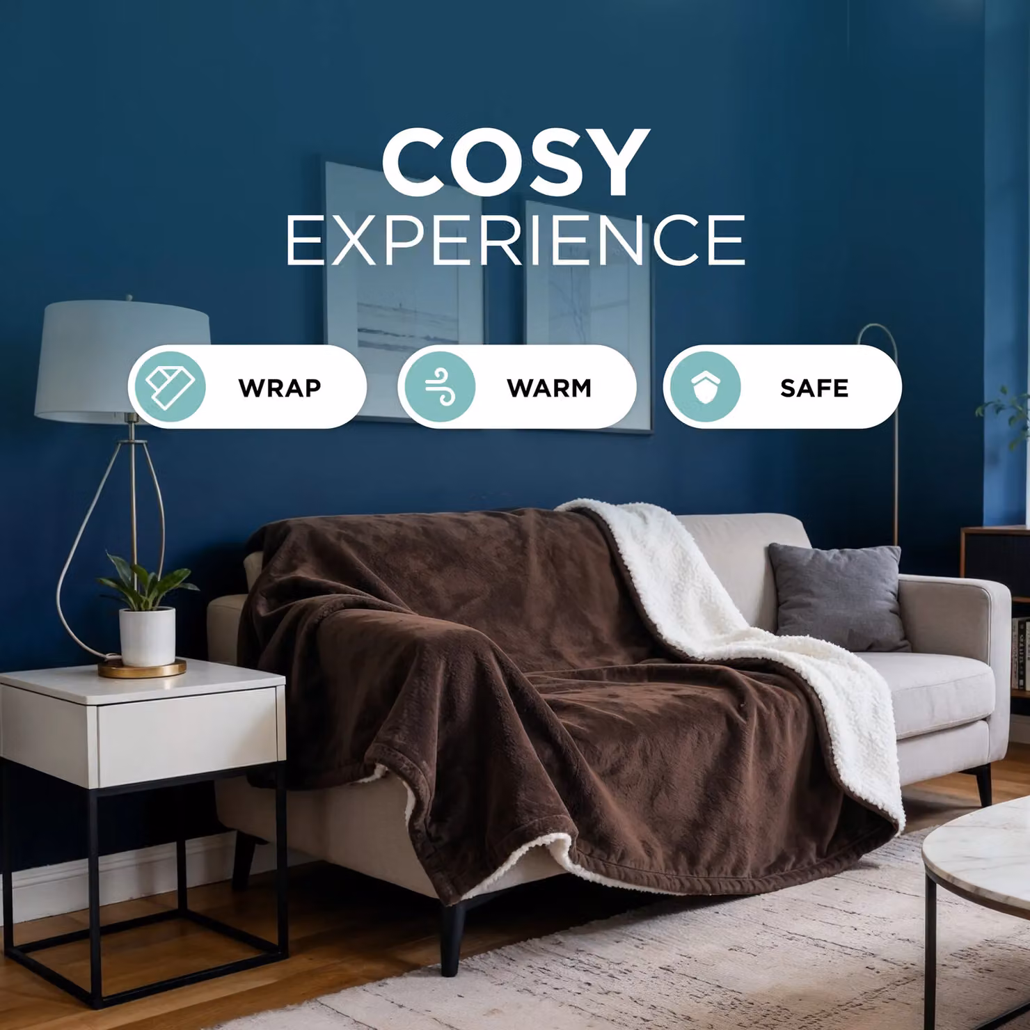 DMD Collective Heated Electric Blanket Throw in Brown with Fleece and Sherpa, 9 Heat and Timer Settings, W/D/H: 120 x 160 cm, Machine Washable – 6