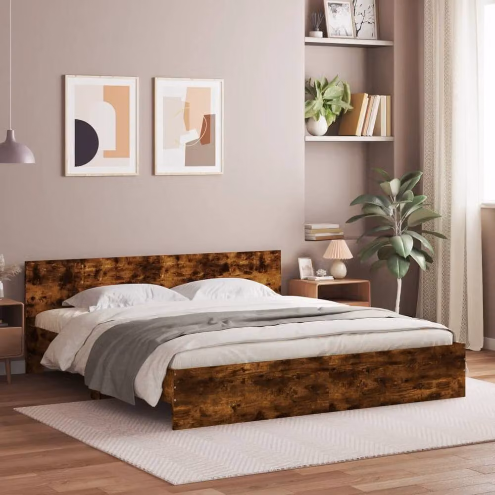 Berkfield Home Durable Super King Bed Frame in Smoked Oak Brown, W/D/H: 180 x 200 x 70 cm – 2