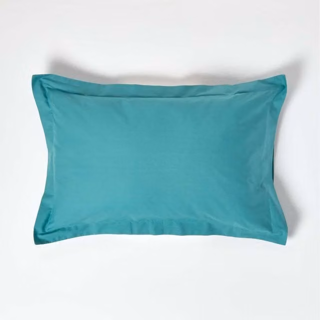 Homescapes Egyptian Cotton Oxford Pillowcase, 200 Thread Count Percale, Petrol Blue – 1