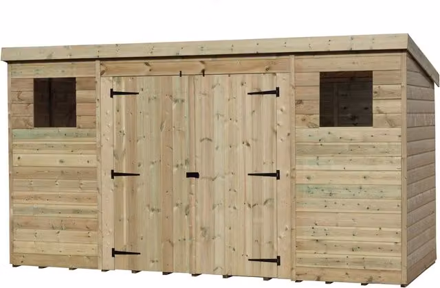 Empire Sheds Empire 5000 Pent Garden Shed with Central Double Door and 2 Windows, Green