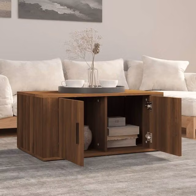 Berkfield Home Modern Brown Oak Decorative Coffee Table, W/D/H: 80 x 50 x 36 cm