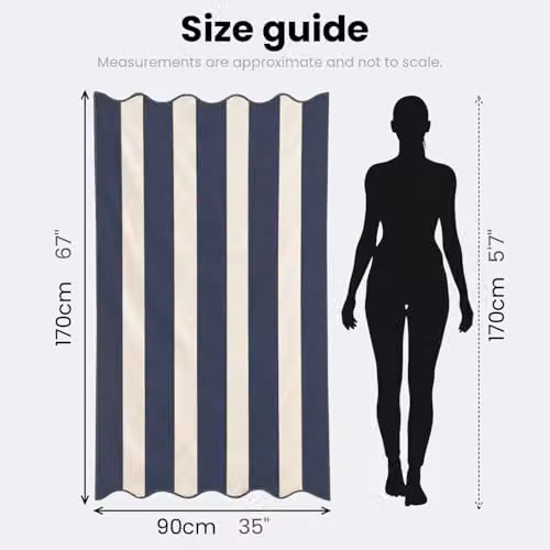 Allure Bath Fashions Extra Large Striped Scalloped Beach Towel in Blue, 100% Cotton, W/D/H: 90 x 170 cm – 5