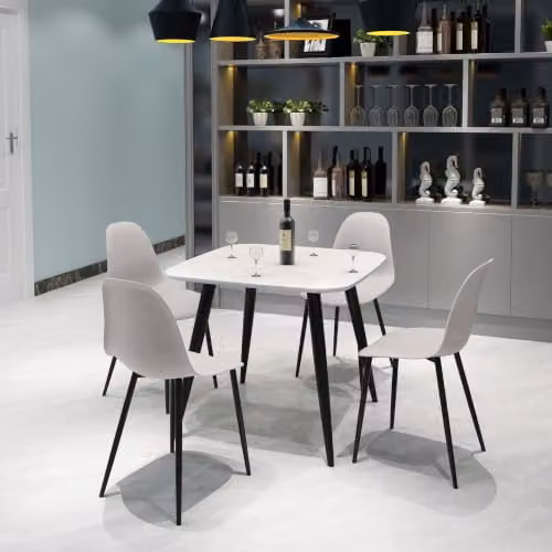 Core Products Aspen Set of 2 Calico Armless Dining Chairs with Plastic Seats and Metal Frames – 2