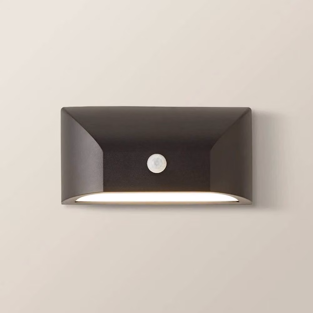 FORGEVIO Modern Black Metal Outdoor LED Wall Light with Motion Sensor and Warm White Downlight – 2