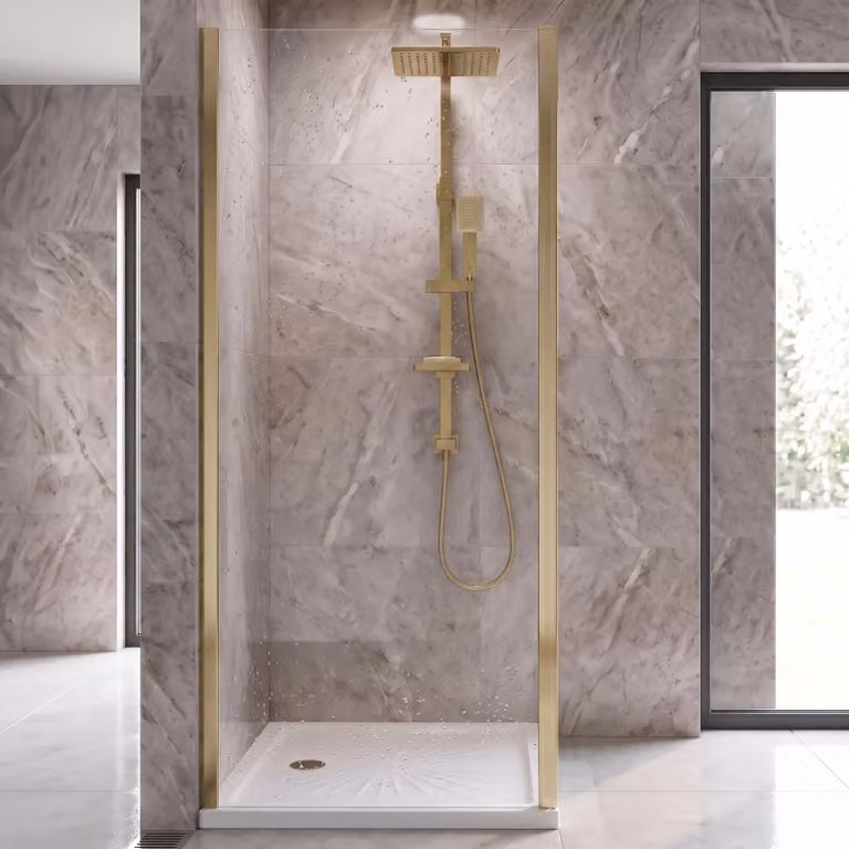 Balterley 6mm Toughened Safety Glass Single Side Panel, Clear Gold, W/H: 900 x 1900 mm