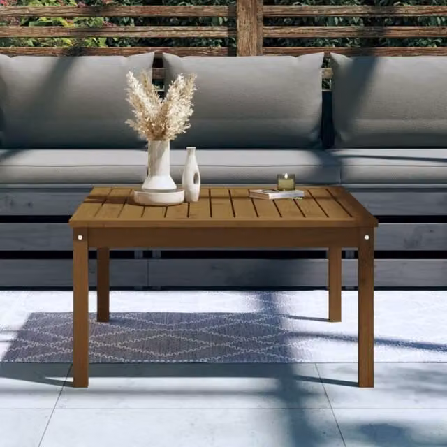 Berkfield Home Square Garden Table in Brown Solid Pine, W/D/H: 82.5 x 82.5 x 45 cm