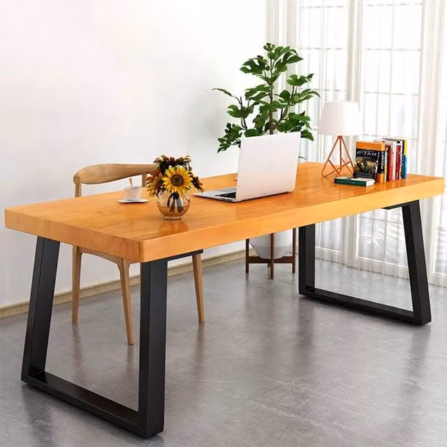 KORVIXA Black Industrial Trapezoid Metal Bench Legs