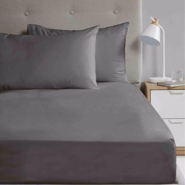 Rapport Home So Soft Microfibre 180 Thread Count Polyester Fitted Sheet, Anthracite Grey, W: 180 cm, L: 200 cm