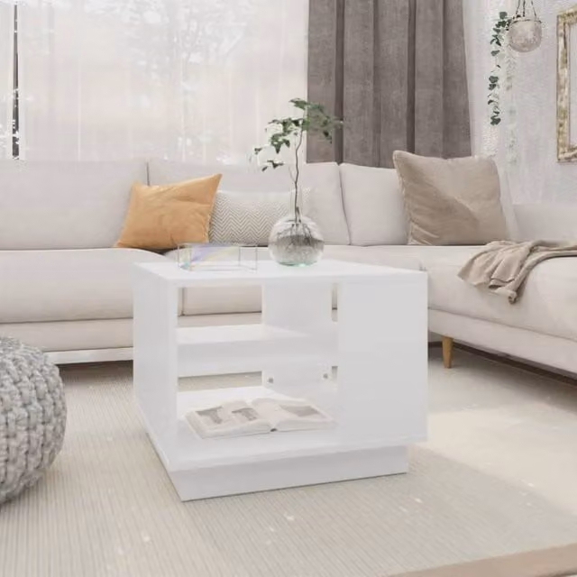 Berkfield Home Modern White Square Coffee Table, W/D/H: 55 x 55 x 43 cm – 1