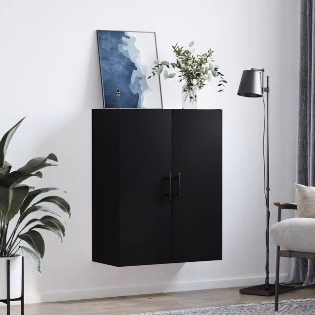 Berkfield Home Wall Mounted Cabinet in Black, W/D/H: 69.5 x 34 x 90 cm – 1